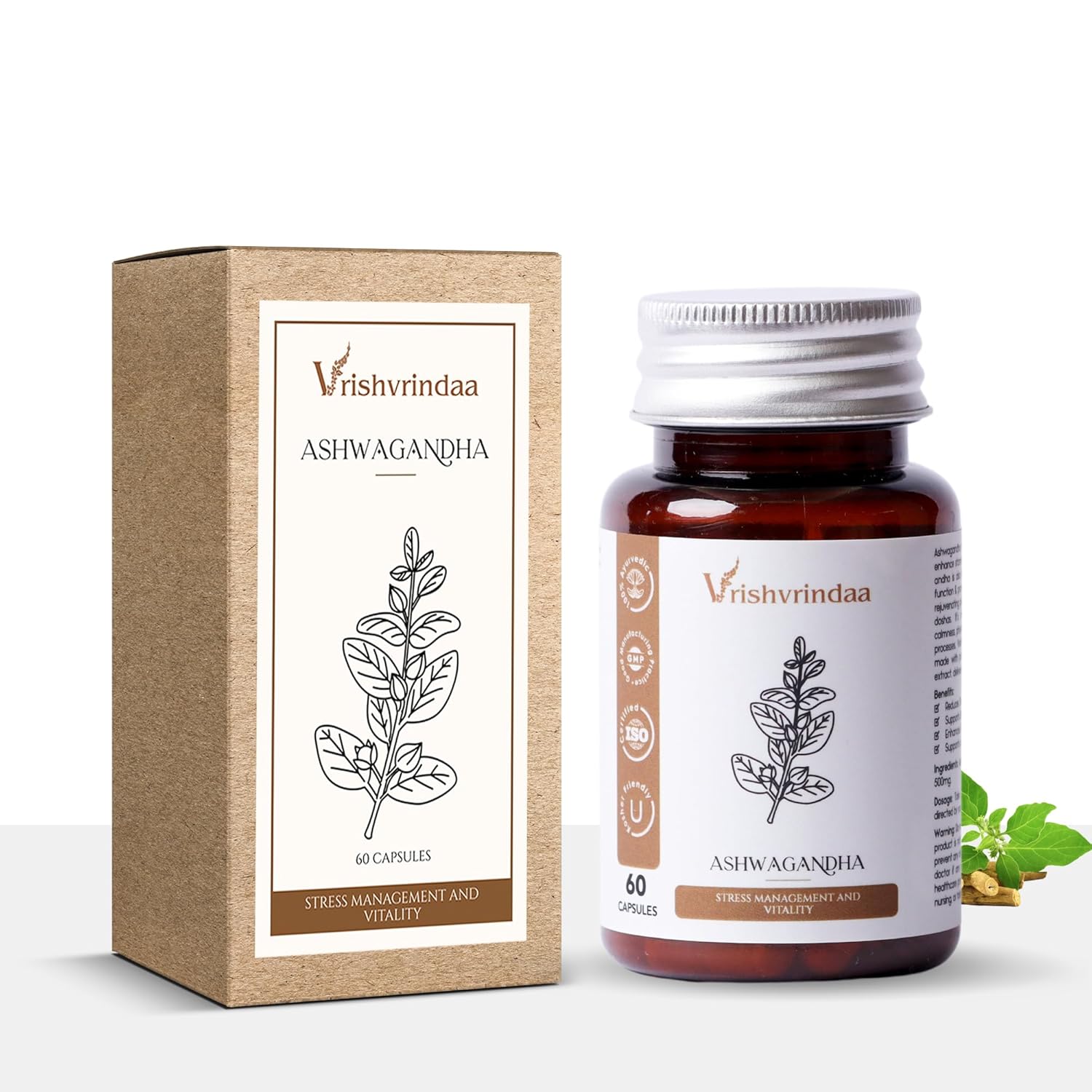 VrishVrindaa Ashwagandha Capsules  500 mg  - 60 Caps