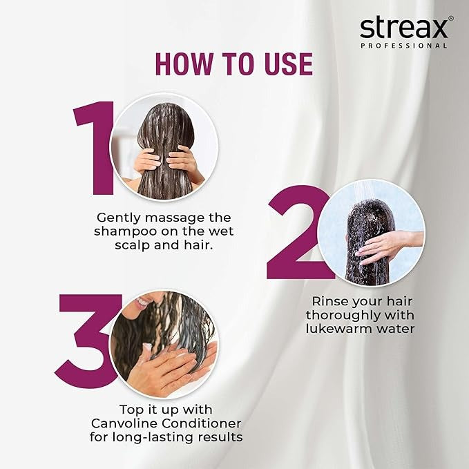 Streax Professional Canvoline Straightening Post Care Shampoo for Women - 300 ml