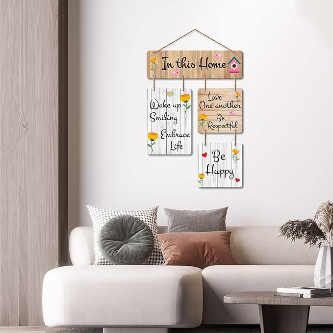 Artvibes in This Home Decorative Wall Art Mdf Wooden Hanger for Living Room | Quotes Decor Items | Modern Art