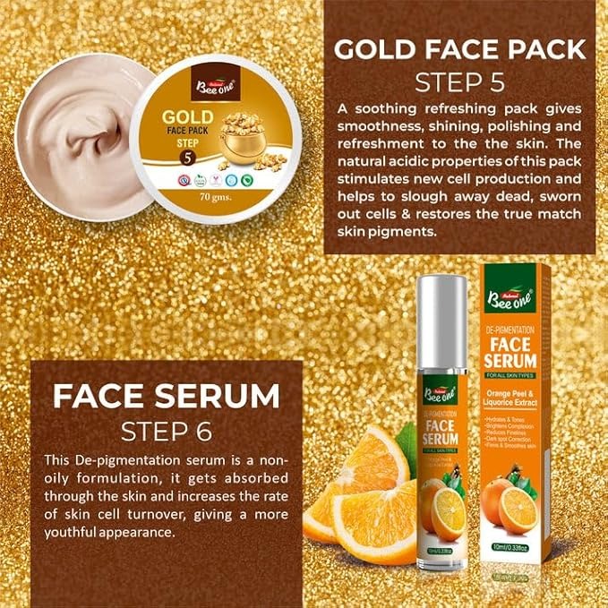 BeeOne Complete 5 step Facial Kit for Radiance & Youthful Glow - 312 gms