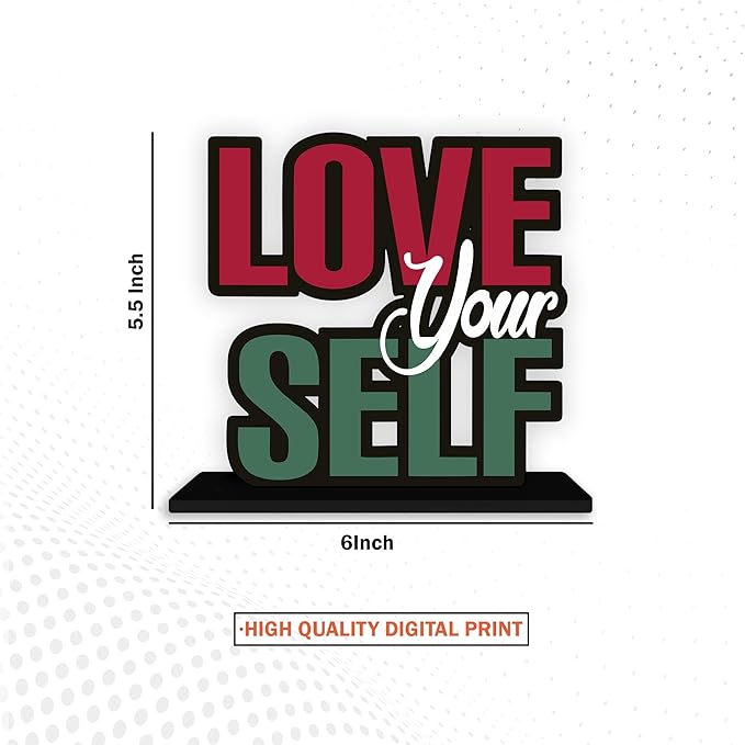 Artvibes Wooden Idols and Figurine Love Your Self Quotes Table Decor for Office Desk Alphabet Showpiece | Home Decoration Item
