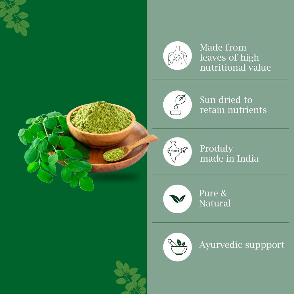 Growfitz 100% Organic Moringa Powder 200g | Healthy Superfood For Weight Loss, Naturally Boost Energy Levels, Multivitamins, Digestion, Stamina, Skincare | Rich in Nutrients (Pack of 1)