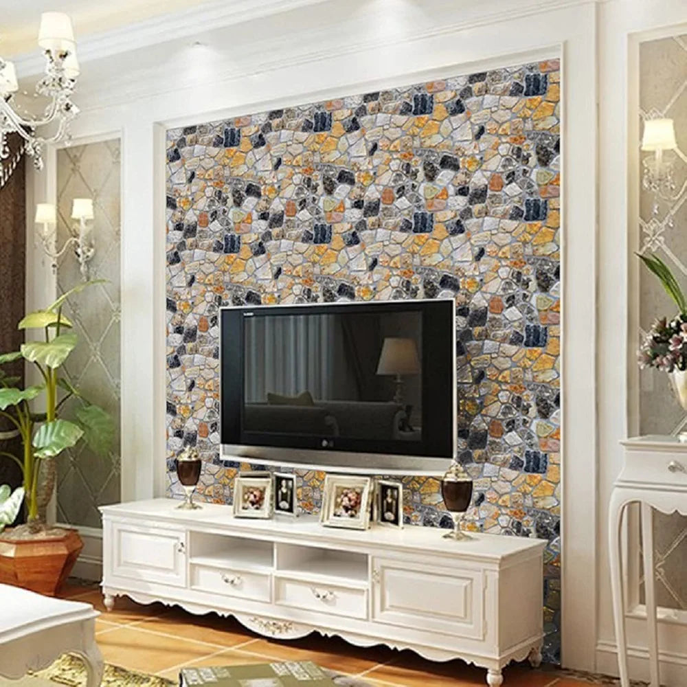 Jaamso Royals 3d Effect Stone Peel and Stick Self Adhesive Wallpaper Design 6