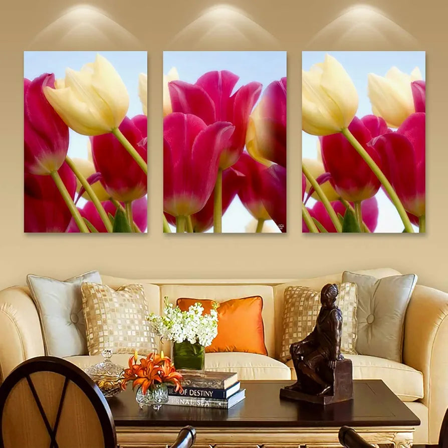 Rangoli CD-1300 Wood Red Flower Painting Multicolour Abstract 12 x 18 Inch Design Code-1300