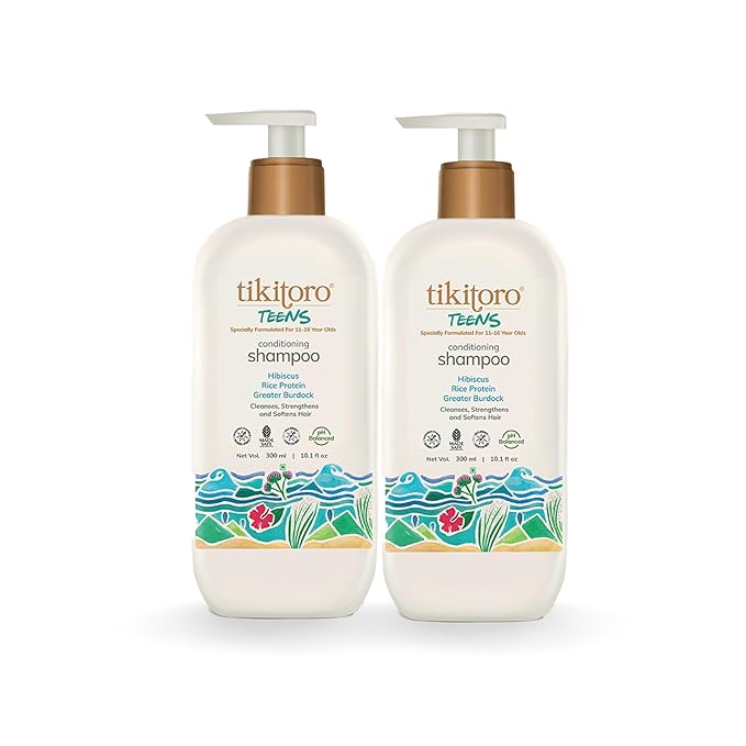 Tikitoro Teens Conditioning Shampoo Vegan with Hibiscus Rice Protein - 300 ml