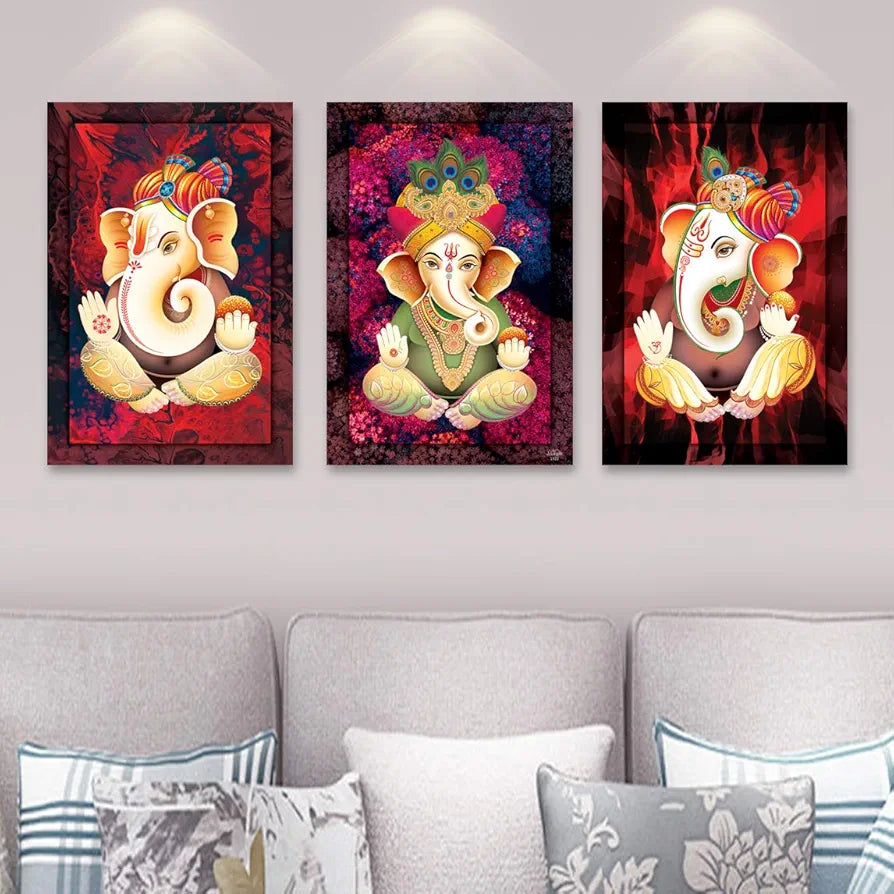 Rangoli MDF 3 Pcs Wall Poster 12x18 Inch Decorative Wall Art P-4 Design-29