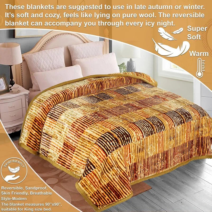 Homekart Super Soft Cloudy Printed Double Bed Blanket for Heavy Winter Single Ply Mink Blanket King Size TC 400 Multicolour