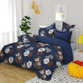 HomeKart Microfiber bedsheet for Double Bed with 2 Pillow Covers Breathable and Soft Touch 144 TC Pattren Floral Blue and White TC - 144