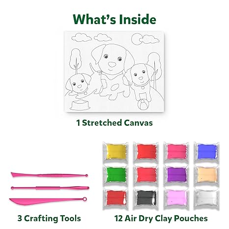 Skillmatics Art & Craft Kit Colour with Clay No Mess Art Create A Clay Canvas of Pups at The Park