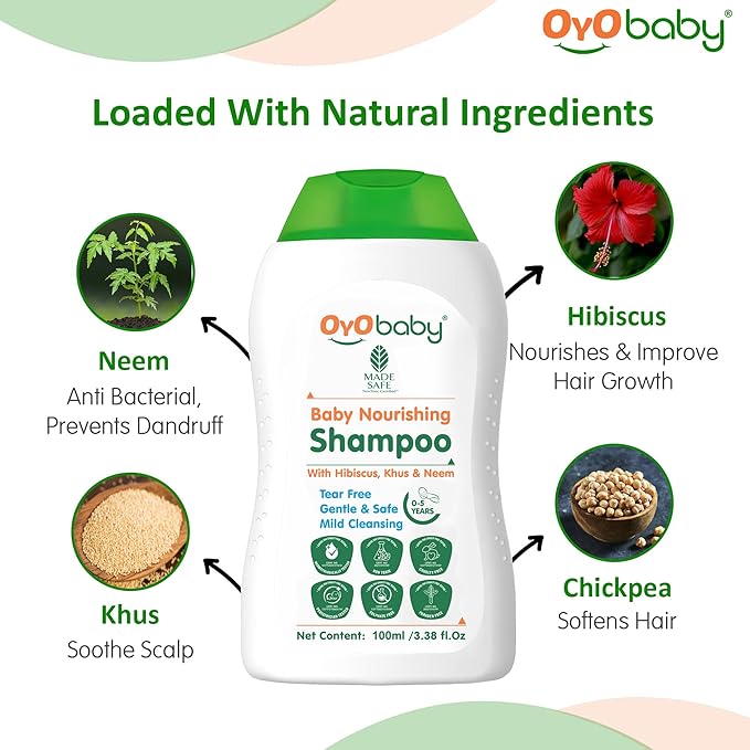 Oyo Baby Baby Nourishing No More Tears Baby Shampoo for Newborn Babies - 100 ml Each (pack of 2)