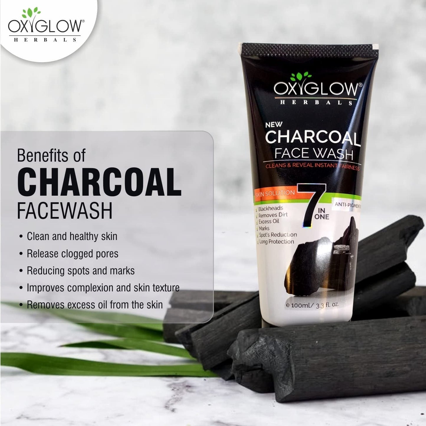 OxyGlow Herbals 7 in one Charcoal Face Wash - 100 gms