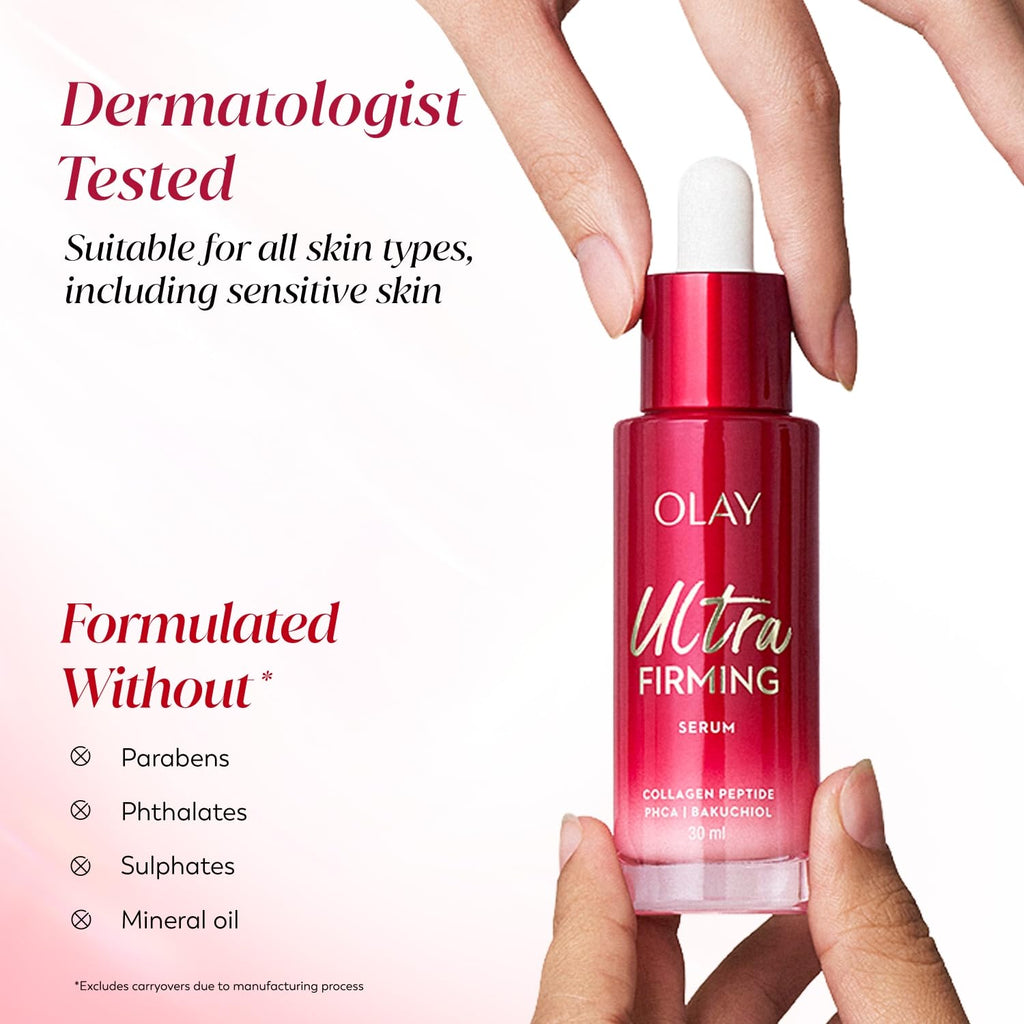 Olay Regenerist Ultra Firming Serum | PHCA, Bakuchiol, Collagen Peptide | Firm and Smooth Skin from Day 1 | Lightweight Texture | Dermatologist Tested | All Skin Types Including Sensitive Skin | 30ml