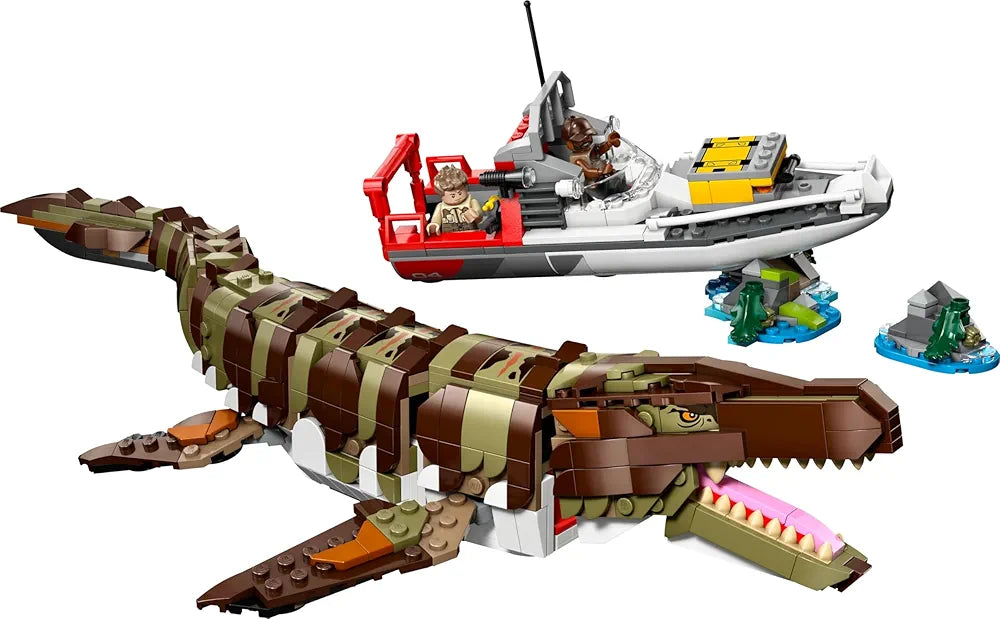 Lego Jurassic World Brick-Built Mosasaurus Boat Mission Toy Dinosaur Set 76974 Building Blocks Toys for 9+ Gift for Boys and Girls