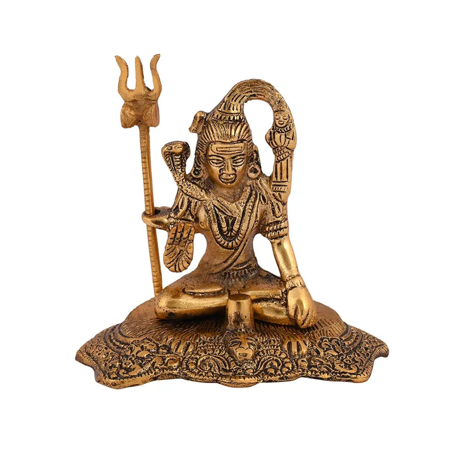 Collectible India Lord Shiva Idol Statue Gold Plated Shiva Idol Showpiece