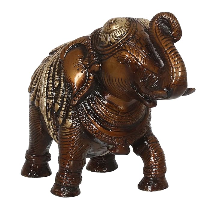 Ecraftindia Antique Finish Decorative Brass Elephant Fingurine