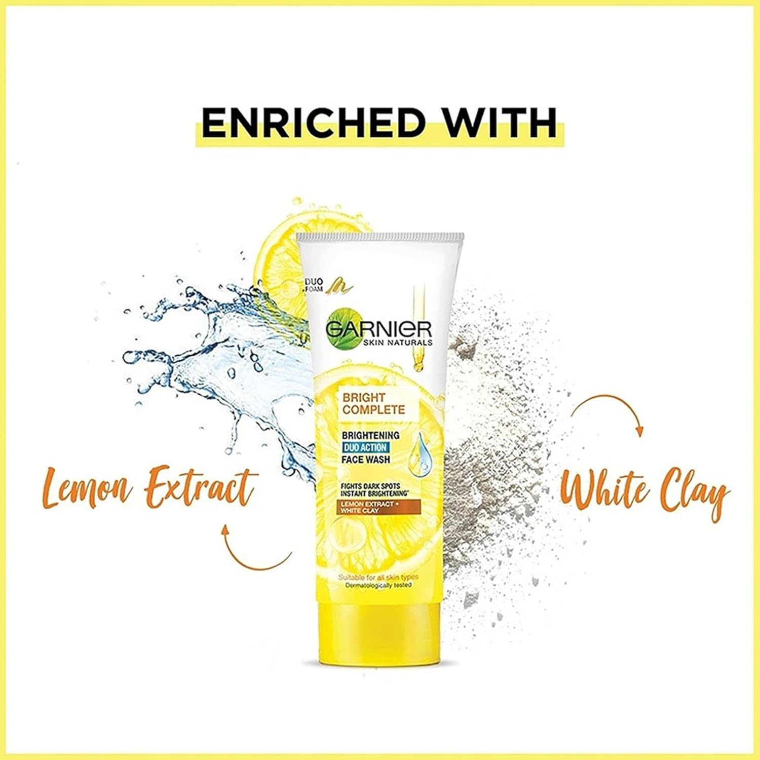 Garnier Bright Complete BRIGHTENING DUO ACTION Face Wash, 100g