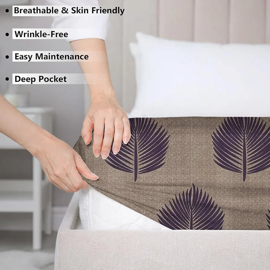 Homekart Premium Microfiber Elastic Fitted Bedsheets with 2 King Size Pillow Covers Double Bed 180 TC Supersoft Brown