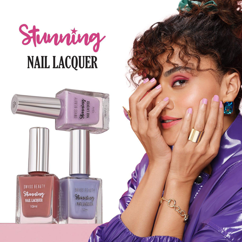 Swiss Beauty Stunning Nail Lacquer | Chip Resistant, Quick drying nail paint | Highly Pigmented with high shine Nail polish | Shade - Crimson Red, 12gm