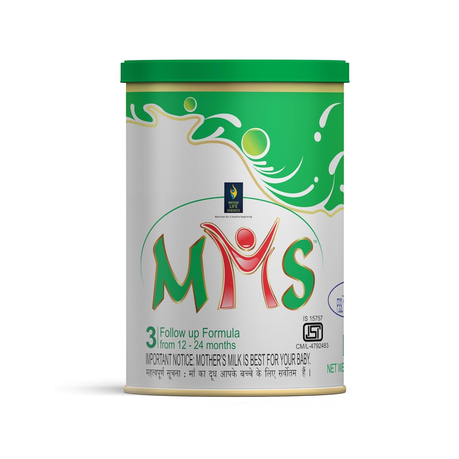 British Life Sciences MMS Stage 3 Infant Milk Powder|Follow-up Formula for 12 Months & above|Easy on Stomach|26 Essential vitamins & minerals|Wholesome Baby Food|No added sugar|400g
