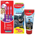 Colgate Kids Barbie Toothbrush, Extra Soft with Tongue Cleaner (Pack of 3) & Colgate Batman Anticavity Toothpaste For Kids - 80g (Bubble Fruit Flavour)
