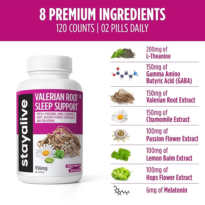 StayAlive Valerian Root Extract Capsules 956mg - 120 caps
