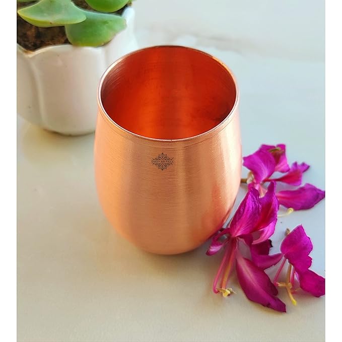 Indian Art Villa Pure Copper Lacqure Coted Round Shaped Glass - 85 gms