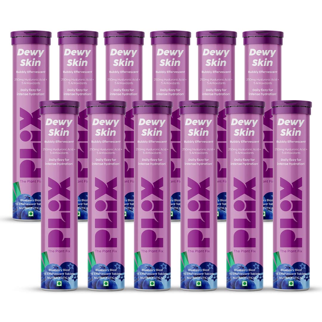 PLIX - THE PLANT FIX Hyaluronic Acid 15 Effervescent Tablets  | Blueberry Flavor Pack Of 1 |
