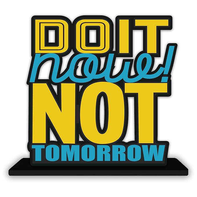 Artvibes Wooden Idols and Figurine Do It Now Not Tomorrow Quotes Table Decor for Office Desk Alphabet Showpiece
