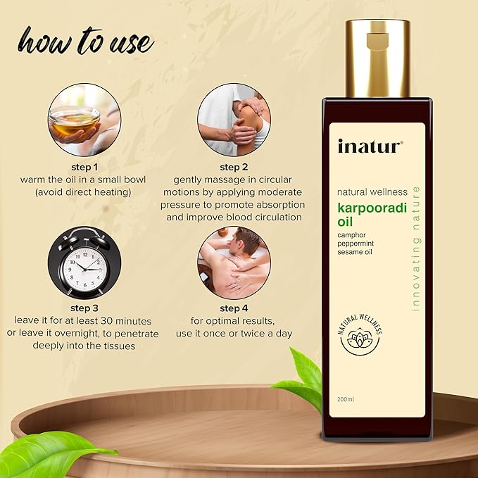 Inatur Karpooradi oil Natural Pain Relief Massage Oil for Stress - 200 ml