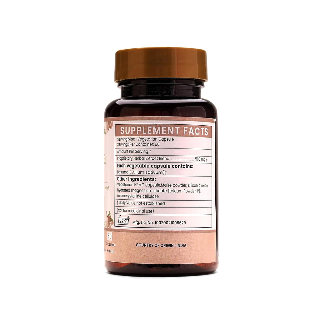 Ayurleaf Herbals Lasuna (Garlic) Capsules - 60 Caps
