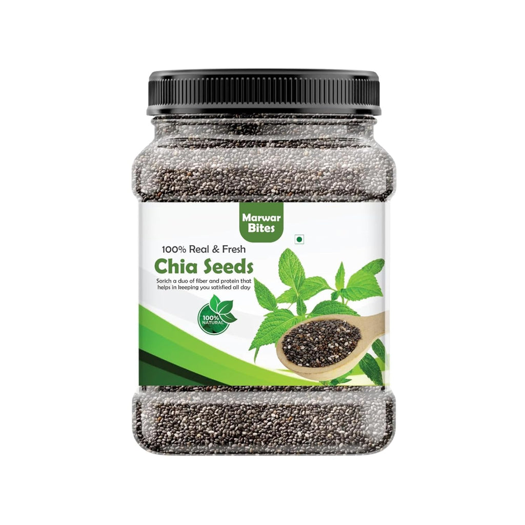 MarwarBites Premium Chia Seeds 250g | Raw Unroasted & Cleaned | Natural Plant-Based Superfood Seed For Eating | Ideal for Smoothies, Baking & Cooking