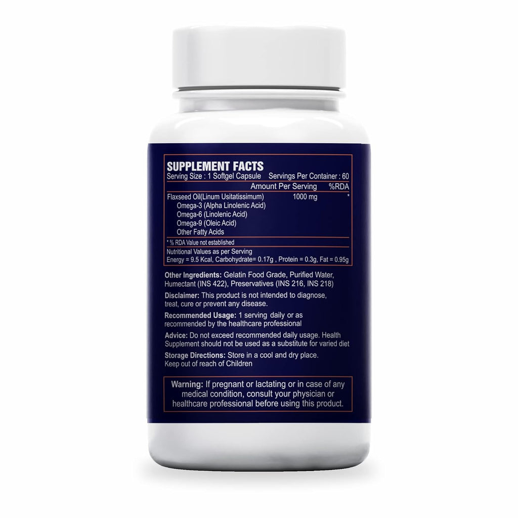 Sea Life Flaxseed Oil 1000 Mg Softgel Capsules | Omega 3,6,9 fatty acid | Supports Healthy Heart, Joints, Skin, Brain & Eyes | For Men & Women (60 Softgels Capsules) Pack of-1
