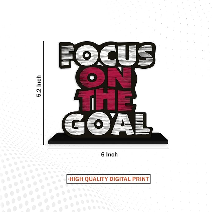 Artvibes Wooden Idols and Figurine Focus on the Goal Quote Table Decor for Office Desk Showpiece | Home Decoration