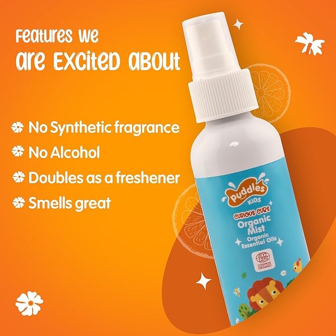 Puddles Organic Orange Bliss Mist For Kids Cub Riders - Age 2-12 Years - 100 ml