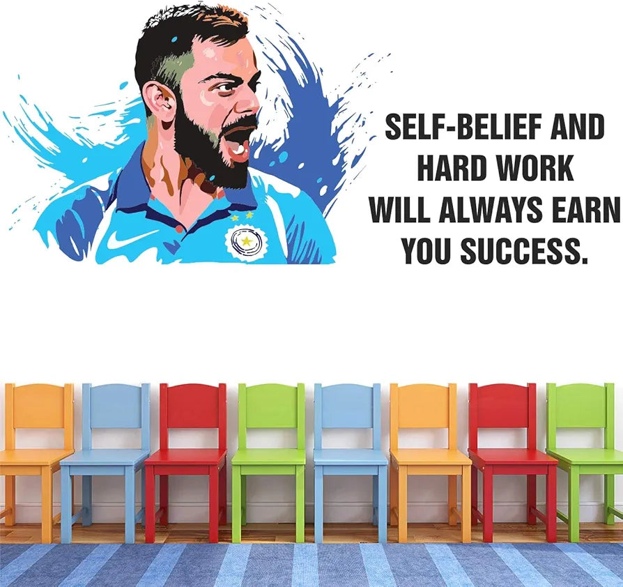 StickMe Virat Kohli Cricket Player Sports Inspirational Quotes Wall Sticker -SM782 -Self-Adhesive