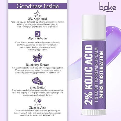 Bake 2% Kojic Acid Tinted Butter Brightening Lip Balm with 1% Alpha Arbutin & Glycolic Acid - 5 gms