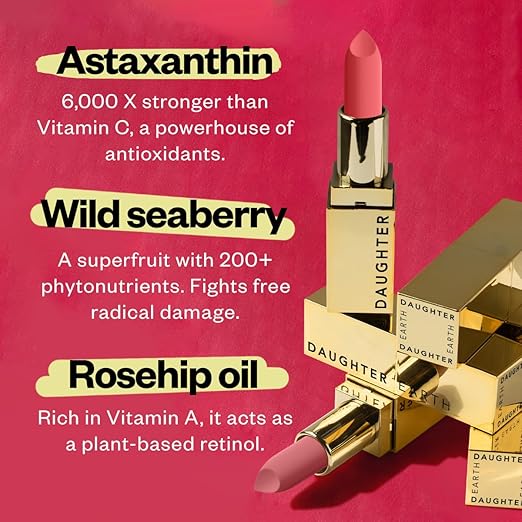 Daughter Atomic Red 100% Vegan Natural Lipstick, Pigmented Lightweight Lip Color - 4 Gms