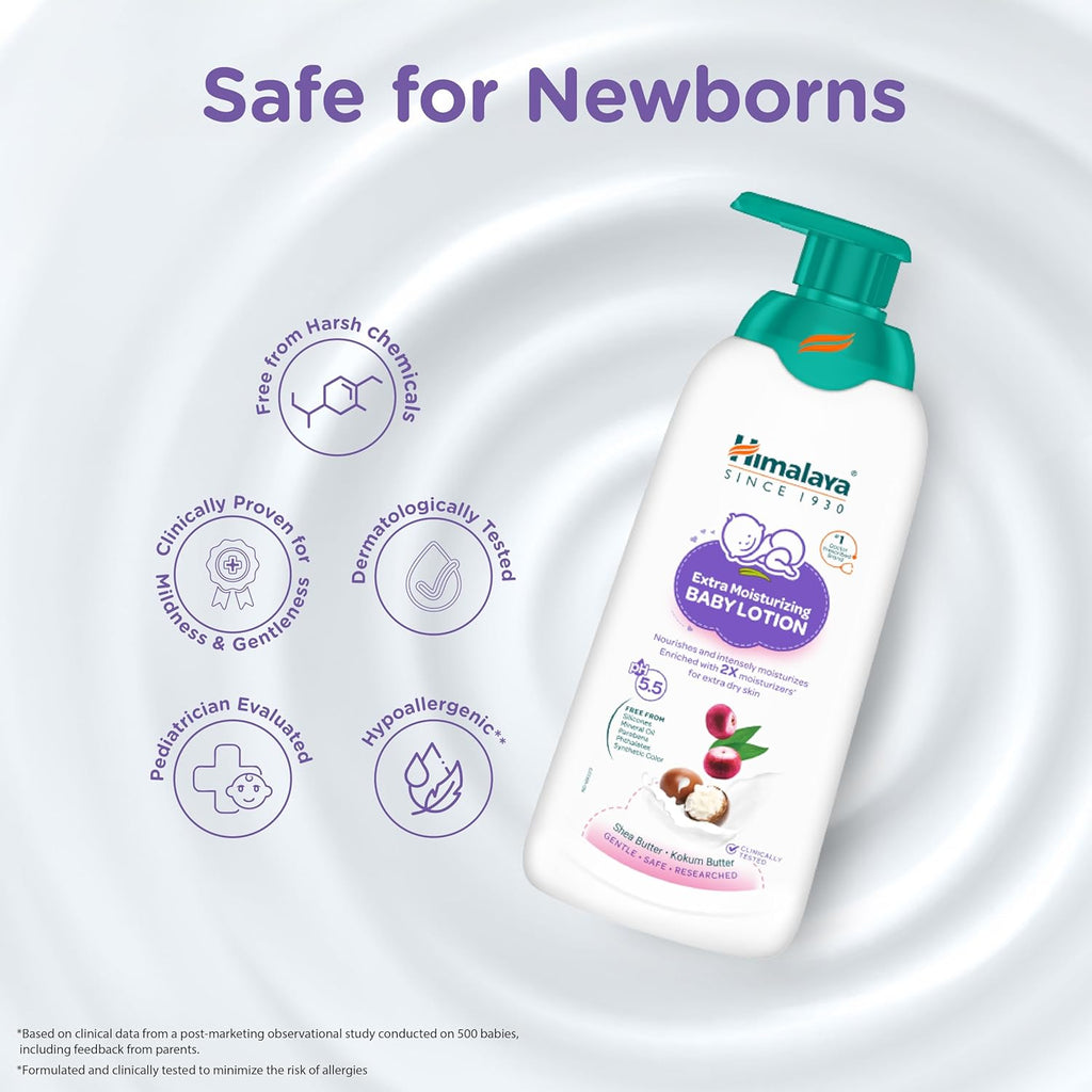 Himalaya Extra Moisturizing Baby Lotion 400ml | with Shea Butter, Olive Oil & Kokum Butter | Intensely moisturizes baby's delicate skin