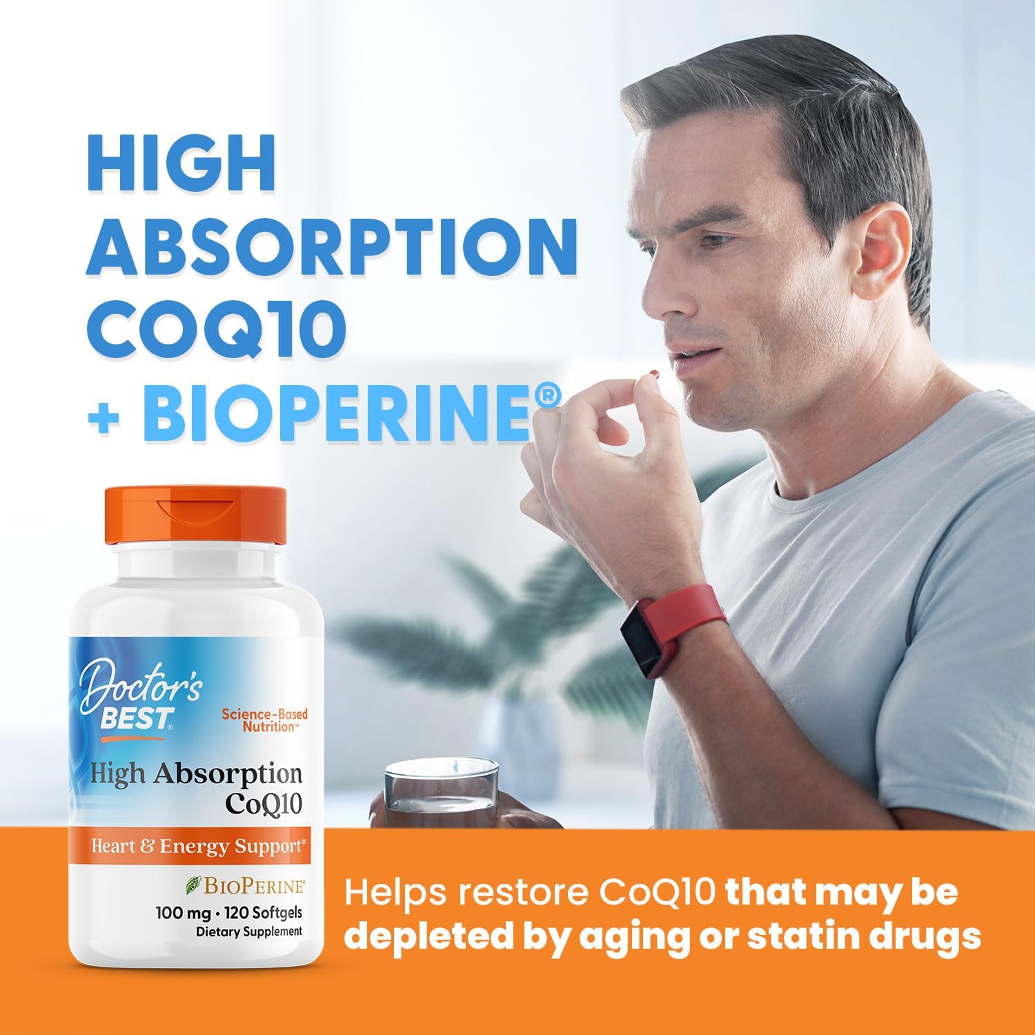 Doctor's Best High Absorption CoQ10 with BioPerine Supplement - Coenzyme Q10 Softgels for Heart Health & Antioxidant Support, Naturally Fermented CoQ10 100mg for Women & Men, Non GMO - 120 Softgels