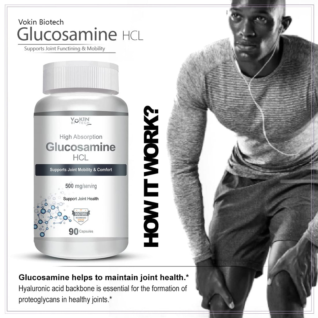 Vokin Biotech Glucosamine HCL Supplement Supports Joint Health -500mg (90 Capsules)