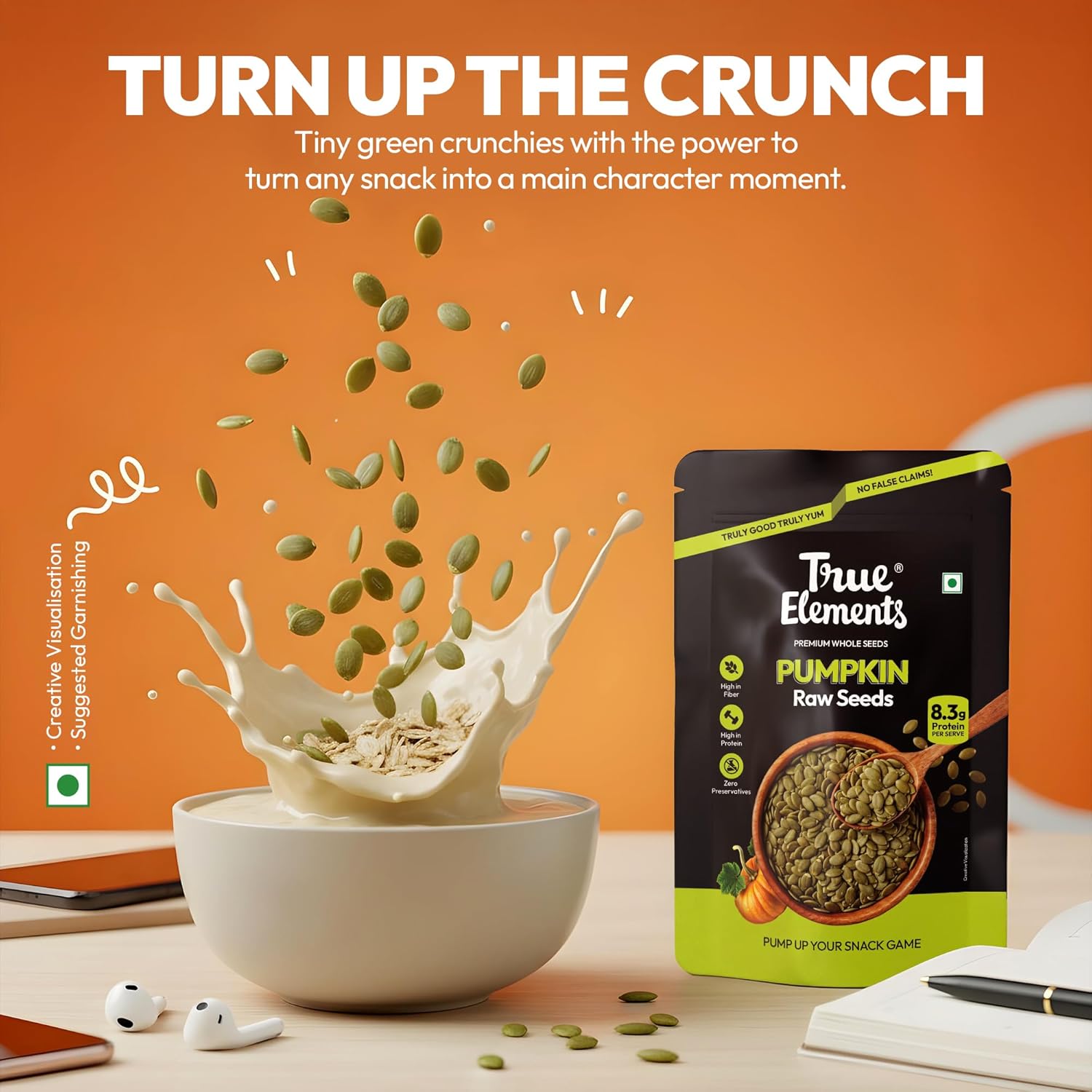 True Elements Pumpkin Seeds 500g - AAA Grade Seeds for Eating | Protein Rich Seeds | Healthy Diet Snacks | Rich in Protein
