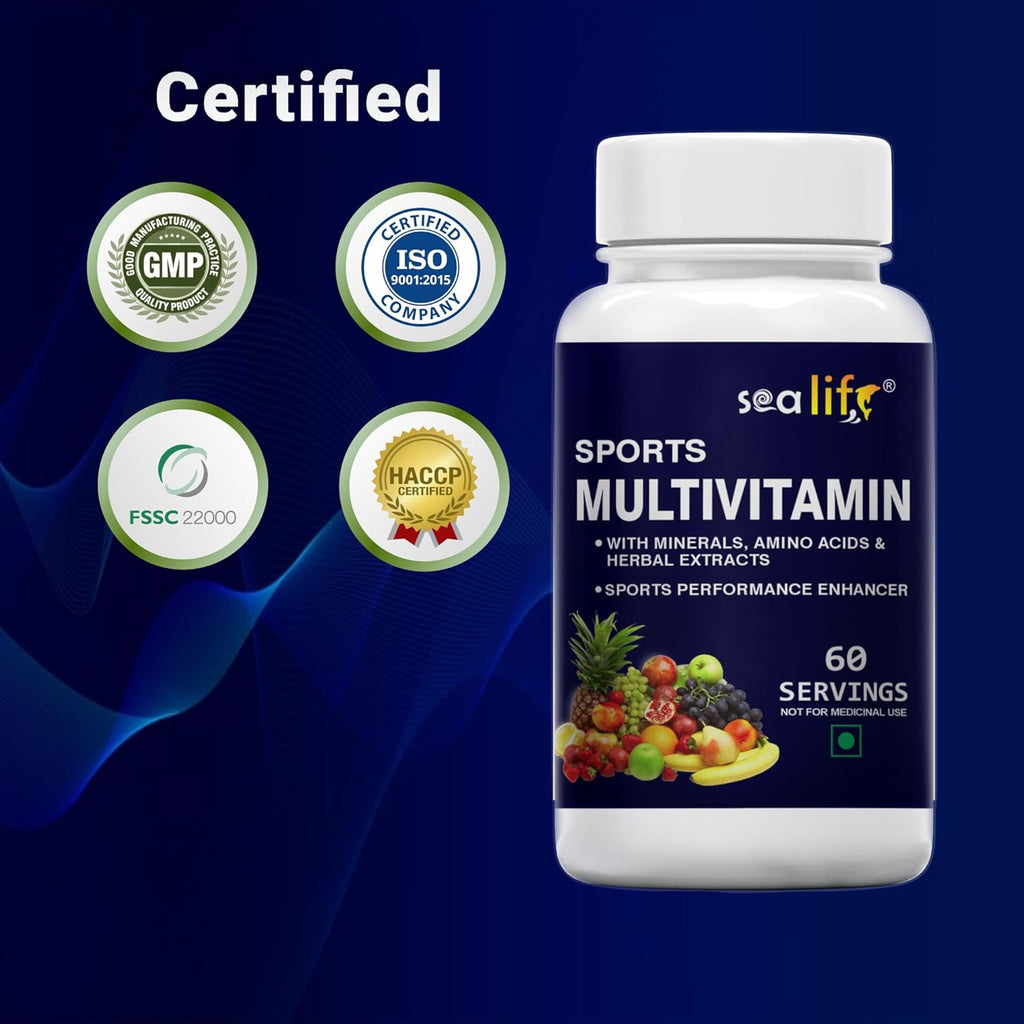 Sea Life Sports Multivitamin,Sports Performance Enhancer with Minerals, Amino Acids and Herbal Extracts | Essential Nutrients for Energy & Stamina for Energy, bodybuilding & Athletes (Pack of-1)