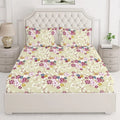 Layers Marigold Cotton Bedsheet Set for All Seasons Lightweight 144 TC King Size Ivory