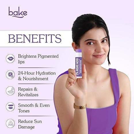Bake 2% Kojic Acid Tinted Butter Brightening Lip Balm with 1% Alpha Arbutin & Glycolic Acid - 5 gms