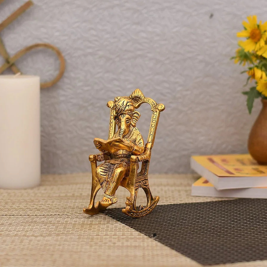 Ganesh Idol Murti Lord Ganesha Reading Ramayana Statue