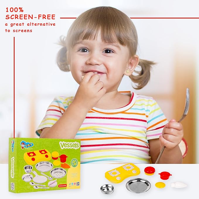 Ratna's Kitchen Set for Kids | a Perfect Roleplay Pretend Play Kitchen Play Set for Kids | Vessels Kitchen Set