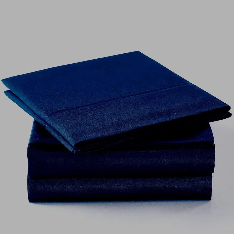 Trance Home Linen Zippered 100% Cotton 400 TC Plain Queen Size Duvet Cover Quilt Cover Blanket Cover with 2 Pillow Covers Colour Dark Blue