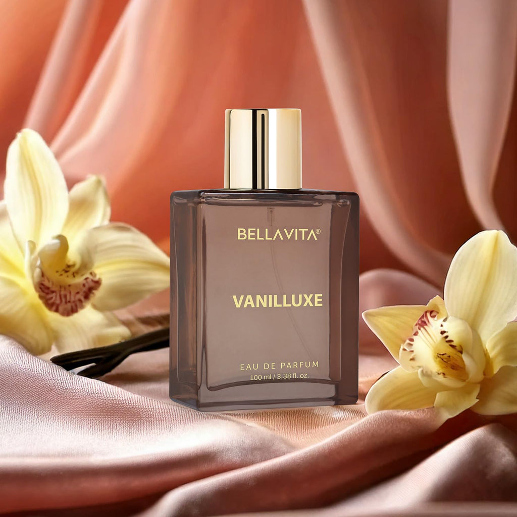 BELLAVITA Vanilluxe | Long Lasting | 100ml | Perfume for Man and Woman | Cedarwood, Jasmine & Musk | Musky, Floral Premium Unisex Fragrance for Men