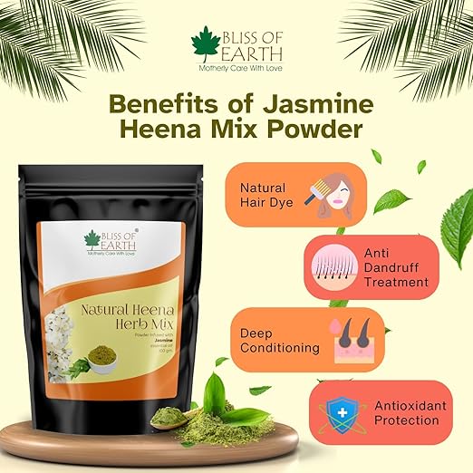 Bliss of Earth Natural Heena Herb Mix For Hair Jasmine Blended - 100 gms
