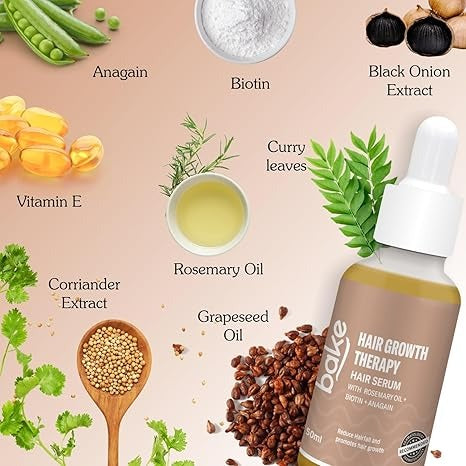 Bake 95% Pure Rosemary Oil Hair Serum for Hairfall Control with Anagain & Biotin - 50 ml